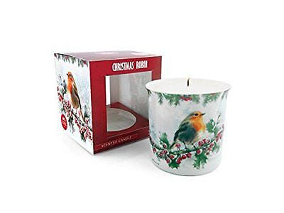 Christmas Robin Scented Candle In Ceramic Pot Macneil Collection - hanrattycraftsgifts.co.uk