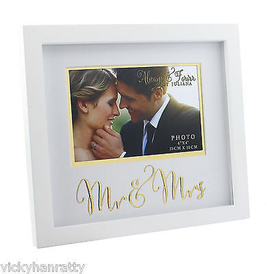 Photo Frames - Always & Forever MDF Frame with Gold Words Mr & Mrs 6" x 4" - hanrattycraftsgifts.co.uk