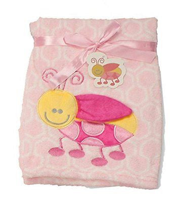Supersoft Superior Quality Luxurious Pink 3D Ladybird Pram/Crib Blanket - hanrattycraftsgifts.co.uk