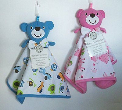 Teddy Comforter Blue or Pink, Safe for Baby (Blue) - hanrattycraftsgifts.co.uk