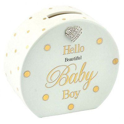 Dotty Ceramic Money Box (Blue) - hanrattycraftsgifts.co.uk