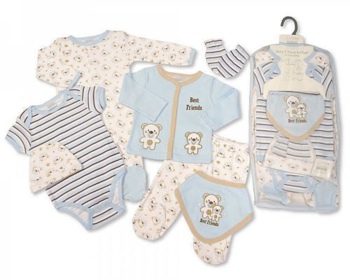 7 Piece Baby Boys Layette Clothing Gift Set Little Teddy Bear  by Nursery Time - hanrattycraftsgifts.co.uk
