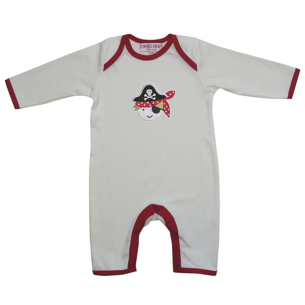 BABY Boy PIRATE Powellcraft Soft Cotton Onesie Jumpsuit Romper   6-12mths - hanrattycraftsgifts.co.uk