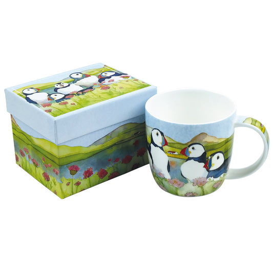 SEA THRIFT PUFFINS BONE CHINA MUG WITH GIFT BOX