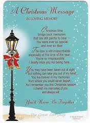 Xpress A Christmas Message In Loving Memory Graveside Memorial Card & Holder Mum Dad Nan Gran Grandma Grandad Grandpa Brother Sister Daughter Son Wife Husband Friend. Size 5.75 by Xpress - hanrattycraftsgifts.co.uk