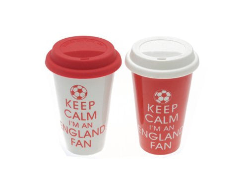 Keep Calm I'm An England Fan - Red Double Wall Ceramic Travel Mug - hanrattycraftsgifts.co.uk