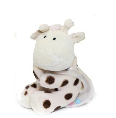 Elli and Raff Cute Adorable Stuffed Cow Toy with Multi-colored Balled Rattle - Giraffe - hanrattycraftsgifts.co.uk