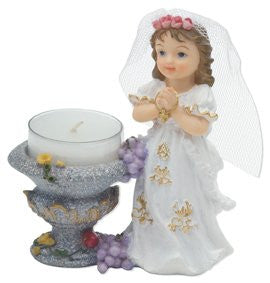 CLUB GREEN Communion Girl with Candle, Mix, 80 x 120 mm, 4 per pack - hanrattycraftsgifts.co.uk