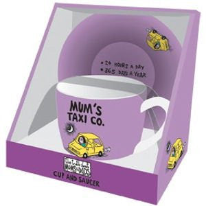 10oz Cup & Saucer - Truth About Mums & Dads (Mum's Taxi) - hanrattycraftsgifts.co.uk