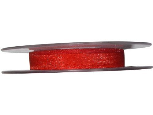 10mm x 25m Red Berisford Sheer Organza Ribbon - hanrattycraftsgifts.co.uk