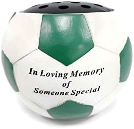 Memorial Football Flower Bowl - In Loving Memory of Someone Special - Green