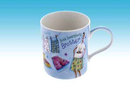 BROTHER FINE CHINA MUG BOLD BOXERSHORTS DESIGN - hanrattycraftsgifts.co.uk