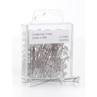 Diamond Pins Clear 50 X 8.5mm - hanrattycraftsgifts.co.uk