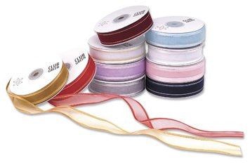 CLUB GREEN Organza Satin Edge Ribbon, Silver, 23 mm x 25 m - hanrattycraftsgifts.co.uk