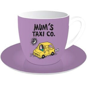 10oz Cup & Saucer - Truth About Mums & Dads (Mum's Taxi) - hanrattycraftsgifts.co.uk