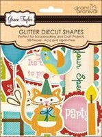 Grant Studios Grace Taylor Glitter Diecut Shapes-Party Time - hanrattycraftsgifts.co.uk