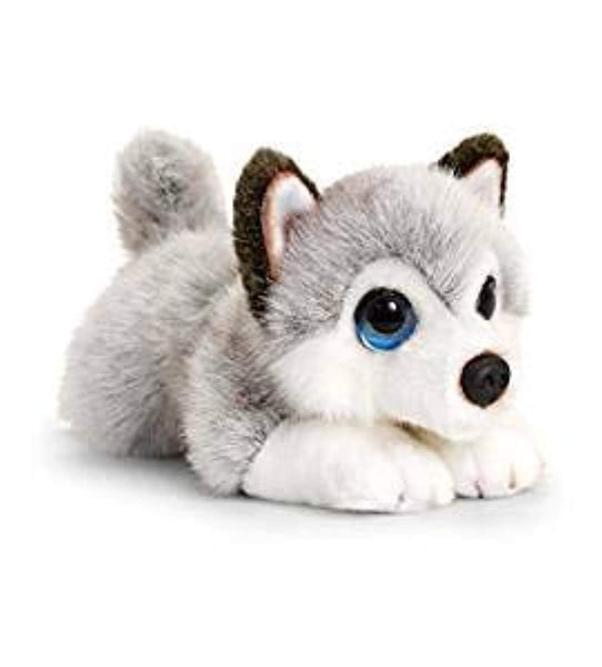 Keel Toys SD2521 Soft Toy Signature Cuddle Puppy Husky, Grey, White - hanrattycraftsgifts.co.uk