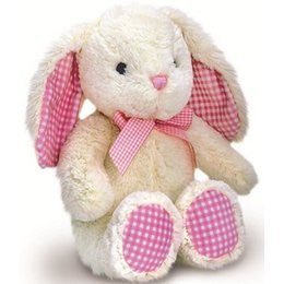 Keel Toys Nursery Cream Gingham Rabbit Pink 25cm - hanrattycraftsgifts.co.uk