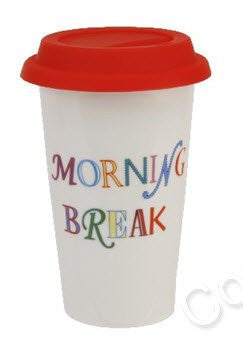 The Brighter Side Of Life Travel Mug with Silicone Lid - "Morning Break" design - hanrattycraftsgifts.co.uk