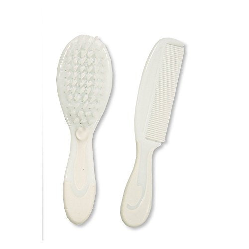 Babies Soft Bristle Brush & Fine Tooth Comb Set - White - hanrattycraftsgifts.co.uk