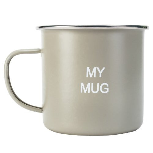 New Pale Olive Green Home Sweet Home Enamelled Vintage Retro Tin My Mug Kitchen - hanrattycraftsgifts.co.uk