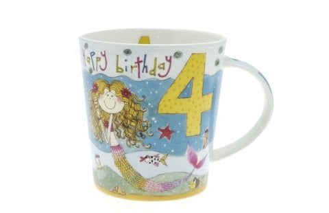 Girls 4th Birthday Mug - Mermaid - Rachel Ellen Designs - hanrattycraftsgifts.co.uk