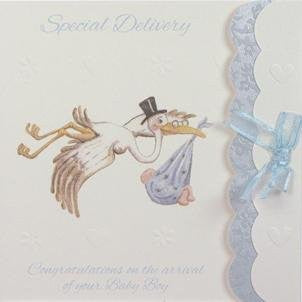special delivery congratulations on the arrival of your baby boy card - hanrattycraftsgifts.co.uk