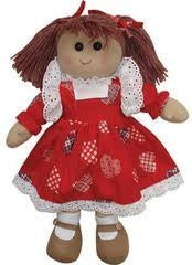 Powell Craft Large Rag Doll with hearts Dress - 40cm - hanrattycraftsgifts.co.uk