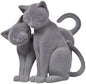 Grey Velvet Twin Cats Statue | Model Feline Gift | Home Kitchen Bedroom Decor Ornament