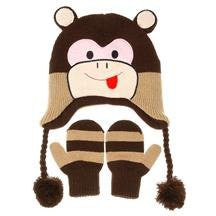 Nuzzles Hat and Mittens - Monkey small - hanrattycraftsgifts.co.uk