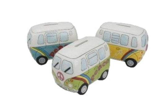 psychedelic money box camper van choice three colours sent at random - hanrattycraftsgifts.co.uk