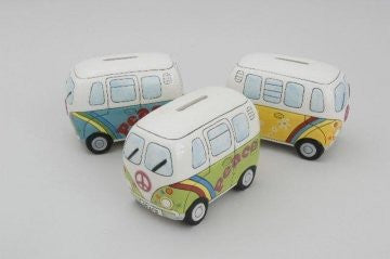 psychedelic money box camper van choice three colours sent at random - hanrattycraftsgifts.co.uk