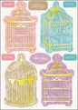 Tea On The Terrace Die-Cut Punch-Out Sheet 8"X12"-Birdcages Toppers - hanrattycraftsgifts.co.uk