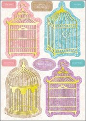 Tea On The Terrace Die-Cut Punch-Out Sheet 8"X12"-Birdcages Toppers - hanrattycraftsgifts.co.uk