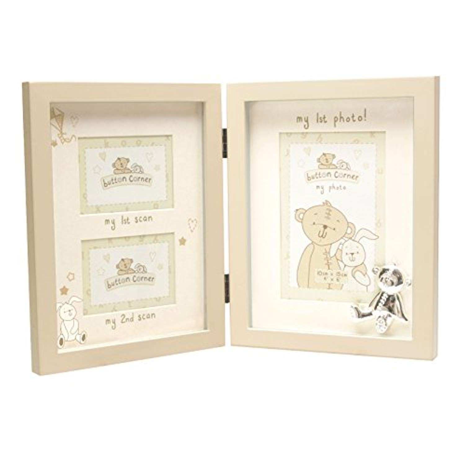 Button Corner MDF Photo Frame First & Second Scan & First Photo CG783 - hanrattycraftsgifts.co.uk