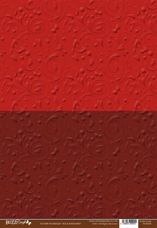 rustic charm red & burgundy embossed card 2sheets - hanrattycraftsgifts.co.uk