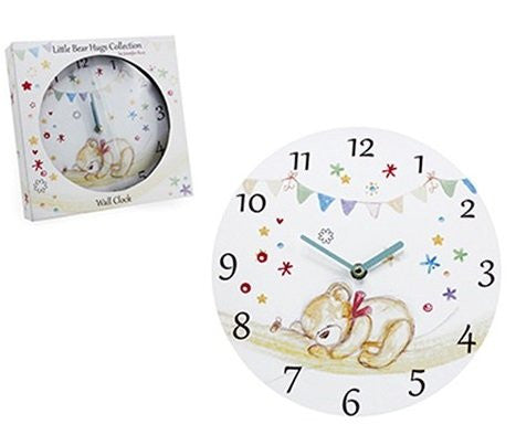 Little Bear Hugs Beautiful Glass Clock by Jennifer Rose Designs - hanrattycraftsgifts.co.uk