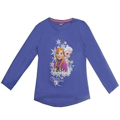 Official Disney Girls Frozen Snow Queen Long Sleeve T-Shirt Top - hanrattycraftsgifts.co.uk