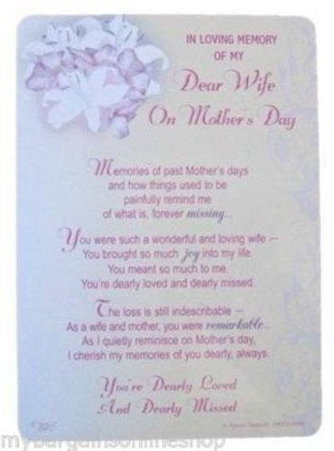 In Loving Memory Of My Dear Wife On Mother's Day Grave side Memorial Card - hanrattycraftsgifts.co.uk