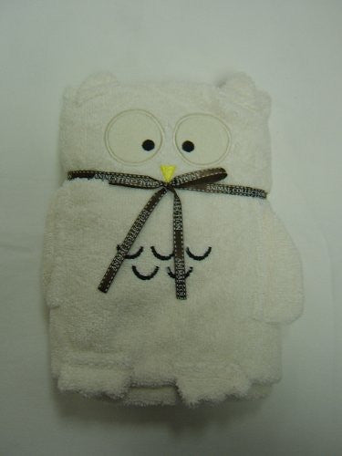 Cuddles Baby/Babies Bathtime Towel ~ Owl Design ~ WHITE/CREAM - hanrattycraftsgifts.co.uk