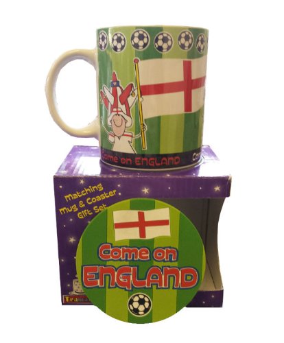 Come On England - Football Supporters Mug & Coaster Set - Perfect For World Cup 2014! - hanrattycraftsgifts.co.uk