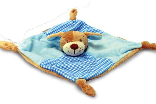Keel Toys Blue Puppy Dog Comforter Blankie and Rattle 28 - hanrattycraftsgifts.co.uk