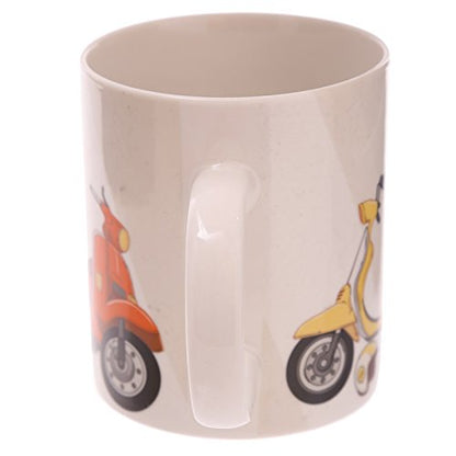 Puckator mug247 Mug in Fine Bone China Scooter by Evans Jack Fine Bone China Yellow, Orange, Blue, White, Brown 11x8,5x9,5 cm - hanrattycraftsgifts.co.uk