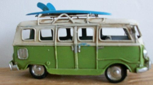 Camper Van Surf Board Ornament 16cm *Hand Painted* - hanrattycraftsgifts.co.uk
