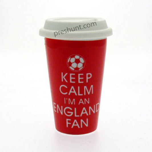 Keep Calm I'm An England Fan - Red Double Wall Ceramic Travel Mug by Mugs