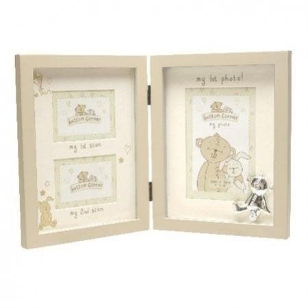 Button Corner MDF Photo Frame 1st/2nd Scan & First Photo - hanrattycraftsgifts.co.uk