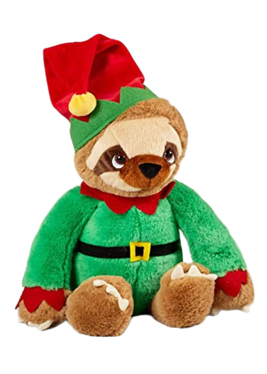 Keel Toys Sloth With Elf outfit 25cm soft toy