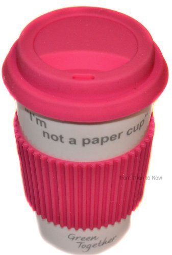 I'm Not A Paper Cup: Thermal Insulated Ceramic Eco Cup Travel Mug with Silicon Lid (pink) - hanrattycraftsgifts.co.uk