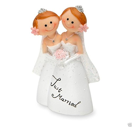 CLUB GREEN Resin Same Sex Female Couple Just Married, White - hanrattycraftsgifts.co.uk