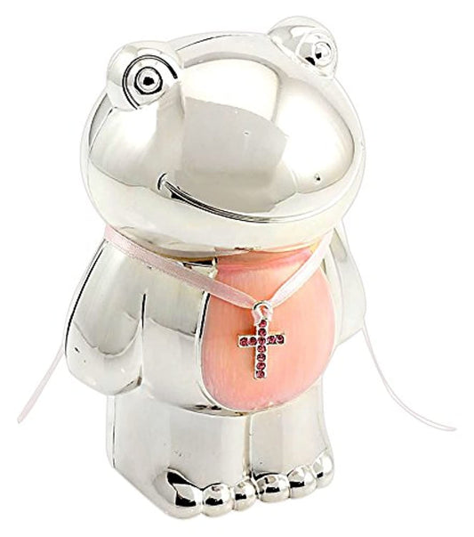 Lesser and Pavey - Little Treats Silver Plated Frog Money Box (Pink)